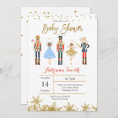 Winter Nutcracker baby shower Invitation Gold Kaart (Voorkant / Achterkant)