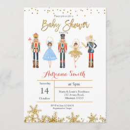 Winter Nutcracker baby shower Invitation Gold Kaart