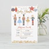 Winter Nutcracker baby shower Uitnodiging rood (Staand voorkant)
