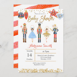 Winter Nutcracker baby shower Uitnodiging rood