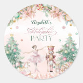 Winter Nutcracker Floral Birthday Party Baby Girl Ronde Sticker (Voorkant)