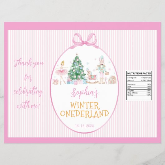 Winter Nutcracker Pink Birthday Chip Bag Wrapper Flyer (Voorkant)
