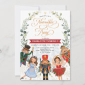 Winter Nutkraker Greenery Wreath Birthday Party Kaart (Voorkant)