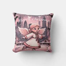 Winter NYC Angel Schaatsen Kussen