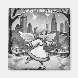 Winter NYC Angel Schaatsen Magneet