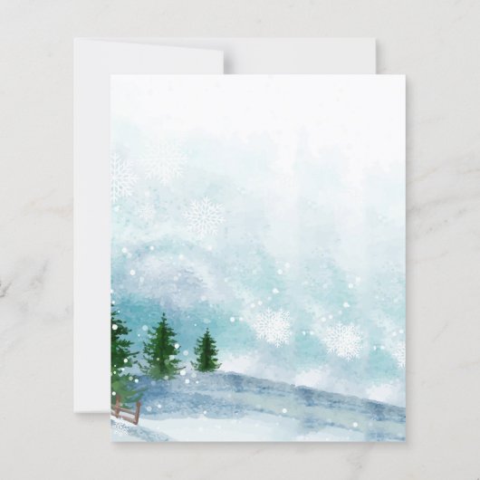 Winter Ochtend Kalligrafie Bruiloft Save the Date (Achterkant)