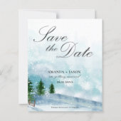 Winter Ochtend Kalligrafie Bruiloft Save the Date (Voorkant)