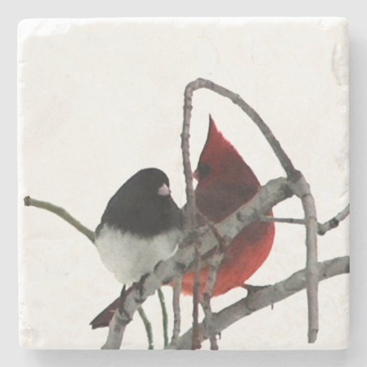 Winter Odd Couple Stenen Onderzetter (Voorkant)