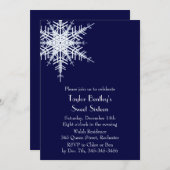 Winter Offset Snowflake 16th Birthday Invite blue Kaart (Voorkant / Achterkant)
