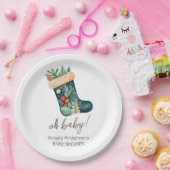 Winter Oh Baby Christmas Stocking Baby shower Papieren Bordje (Feest)