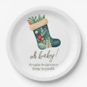 Winter Oh Baby Christmas Stocking Baby shower Papieren Bordje (Voorkant)