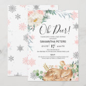 Winter Oh Baby Deer Fawn Baby shower Uitnodiging (Voorkant / Achterkant)