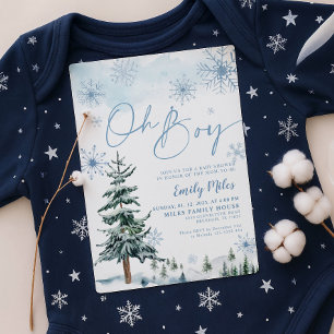 Winter Oh Boy uitnodiging, Boy Baby shower Kaart