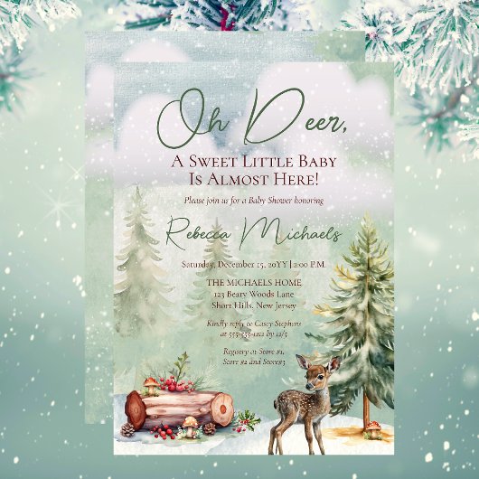 Winter Oh Deer Een lief klein Baby shower Kaart