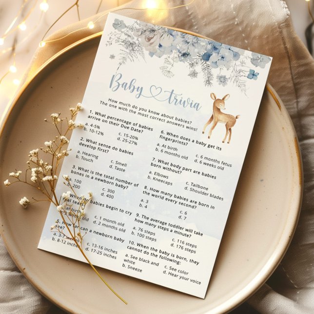 Winter oh herten blauw zilver baby trivia spel (Creator heeft geüpload)