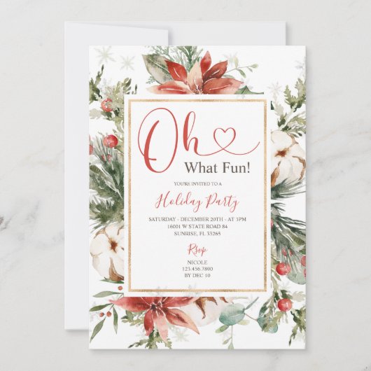 Winter Oh Wat een leuk kerstfeest met bloemen Kaart (Voorkant)