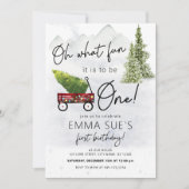 Winter Oh wat leuk kerstboom eerste verjaardag Kaart (Voorkant)