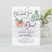 Winter Oh Wat leuk kerstslaapje eerste verjaardag Kaart (Staand voorkant)