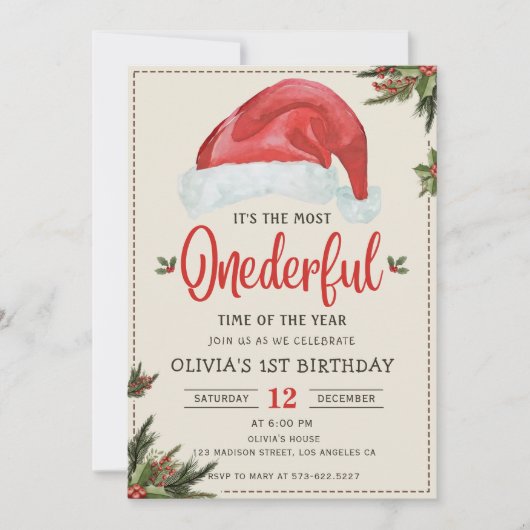 Winter Olegful Kerstmis Kerstman Hoed Verjaardag Kaart (Voorkant)