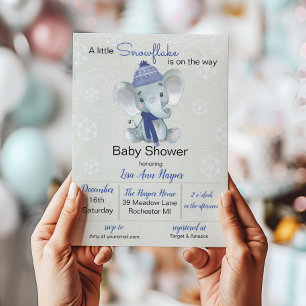 Winter Olifant Baby Shower Uitnodiging