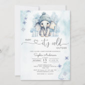 Winter Olifant Boy Baby Het is koud buiten Kaart (Voorkant)
