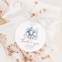 Winter Olifant Boy Baby shower Bedankjes Labels