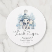 Winter Olifant Boy Baby shower Bedankjes Labels (Voorkant)