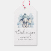 Winter Olifant Boy Baby shower Cadeaulabel (Voorkant)