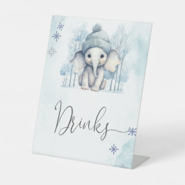 Winter Olifant Boy Baby shower Drinken Reclamebord Met Voetstuk