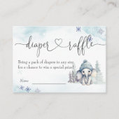 Winter Olifant Boy Baby shower Luier Raffle Informatiekaartje (Voorkant)
