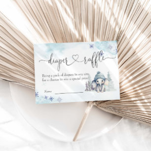 Winter Olifant Boy Baby shower Luier Raffle Informatiekaartje