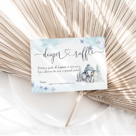 Winter Olifant Boy Baby shower Luier Raffle Informatiekaartje