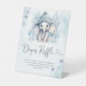 Winter Olifant Boy Baby shower Luier Raffle Reclamebord Met Voetstuk (Voorkant)