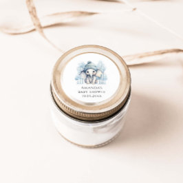 Winter Olifant Boy Baby shower Ronde Sticker