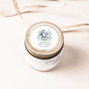 Winter Olifant Boy Baby shower Ronde Sticker