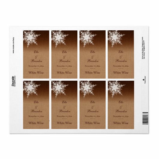 Winter Ombre Bruiloft Wijn Label (Full Sheet)