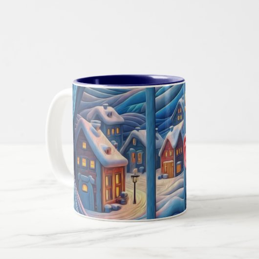 Winter omhelzing tweekleurige koffiemok (Voorkant links)