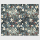 Winter' Omhelzing, Witte Poinsettia, Kerstmis Cadeaupapier (Vlak)