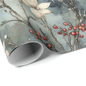 Winter' Omhelzing, Witte Poinsettia, Kerstmis Cadeaupapier (Rol Hoek)