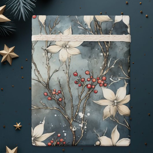 Winter' Omhelzing, Witte Poinsettia, Kerstmis Cadeaupapier