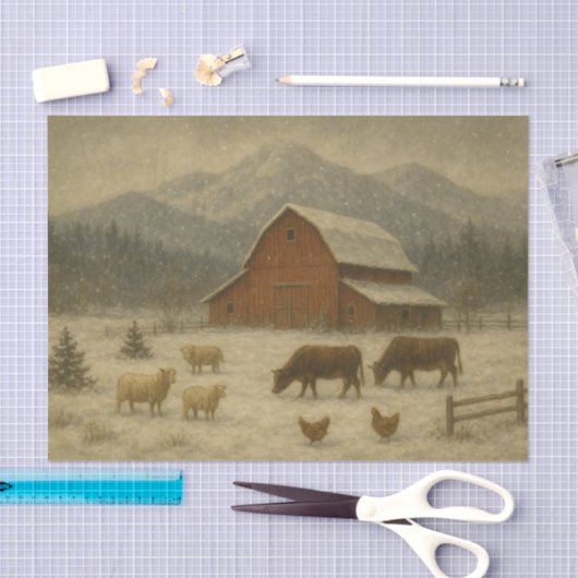 Winter on the Farm Tissuepapier (Craft)