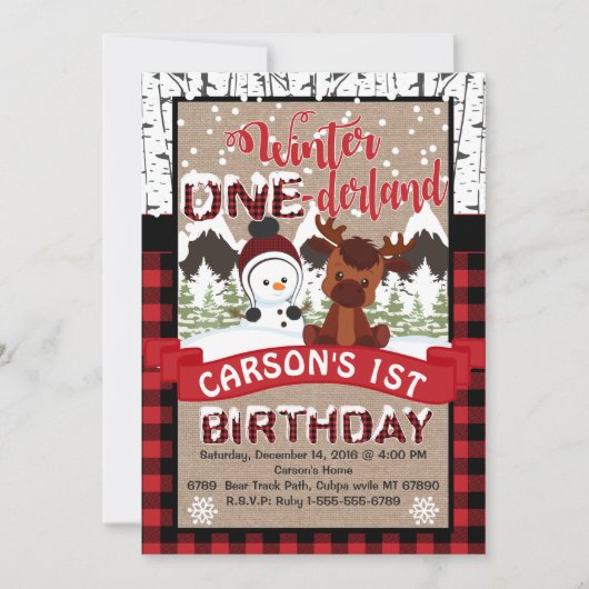 Winter Onderland Birthday Party Invitation Kaart (Voorkant)