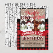 Winter Onderland Birthday Party Invitation Kaart (Voorkant / Achterkant)