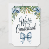 Winter Onderland Boys 1st. Birthday Party Kaart (Achterkant)