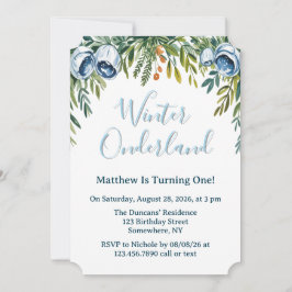 Winter Onderland Boys 1st. Birthday Party Kaart