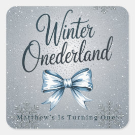 Winter Onderland Boys 1st. verjaardagsfeestje Vierkante Sticker