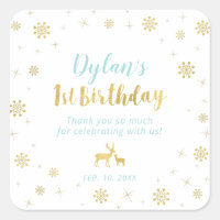 Winter onderland, Custom Gold 1st Birthday sticker
