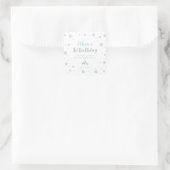 Winter onderland, Custom Silver Blue 1e Verjaardag Vierkante Sticker (Tas)