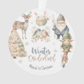 Winter onderland eerste kerstfoto ornament (voorkant)
