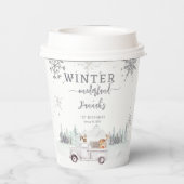Winter Onderland eerste verjaardagsfeestje Papieren Bekers (Achterkant)
